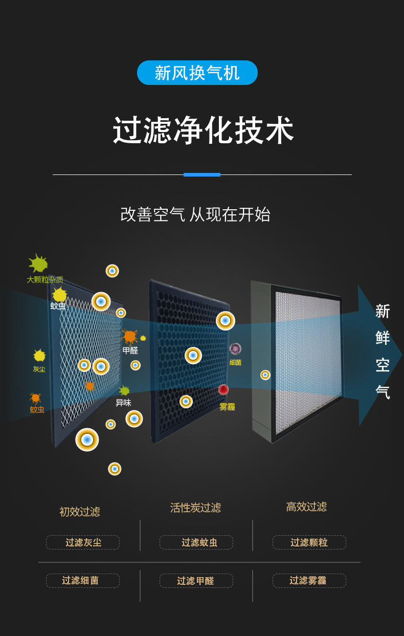 新风换气机 吊顶式净化新风全热交换器